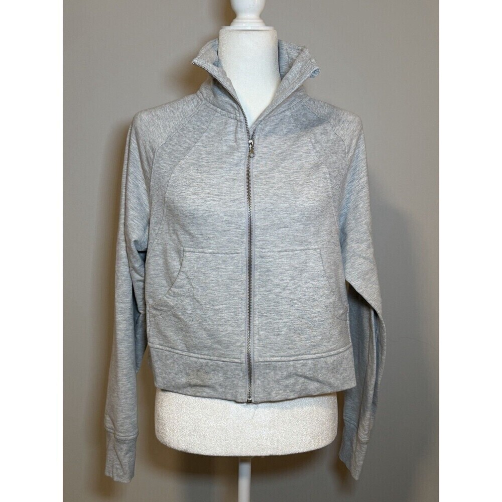 Danskin Women's Mixed Rib Full Zip Sweatshirt Jacket Gray Size S